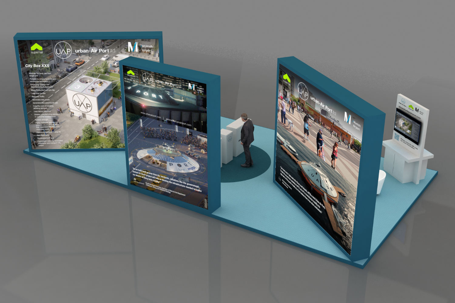 Design for Urban-Air Port's stand at the 2022 LEAP Conference 